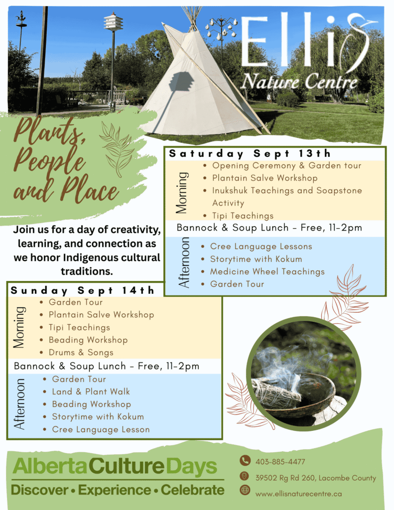 Celebrate Plants, People, and Places here at the Ellis Nature Centre on September 13 & 14.