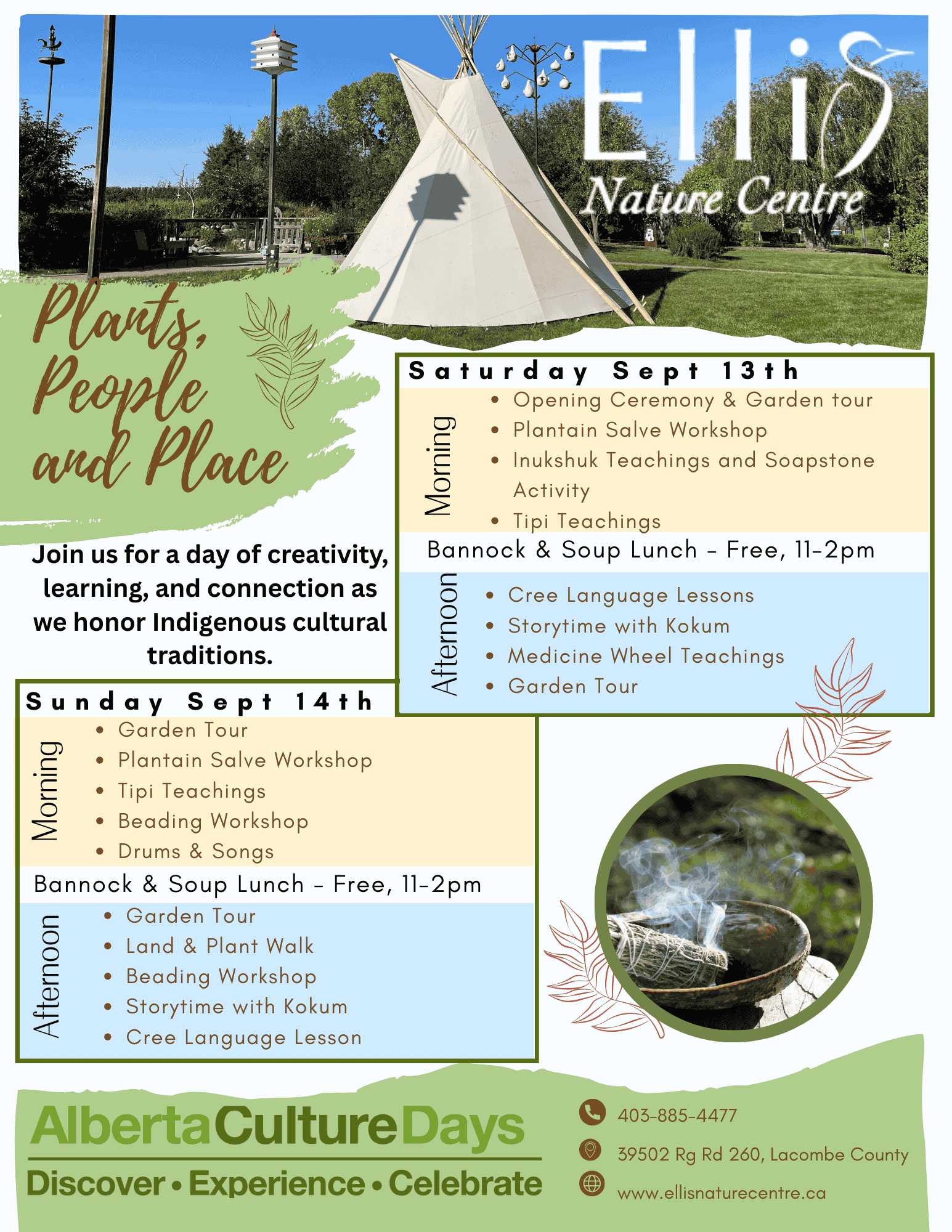 Celebrate Plants, People, and Places here at the Ellis Nature Centre on September 13 & 14.