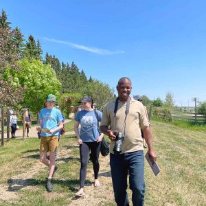 happy folks on a bird watching tour